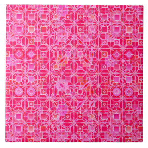 Stam- Batik - skuggar av fuchsia rosor Kakelplatta