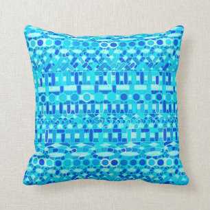 Stam- Batik - turkos, aqua och kobolt slösar Kudde