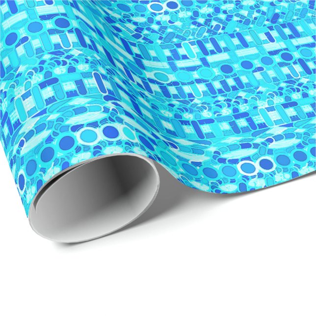 Stam- Batik - turkos, aqua och kobolt slösar Presentpapper (Rullad Hörn)