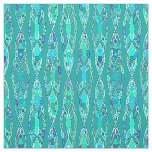 Stam- Batik - turkos och Aquamarine Tyg