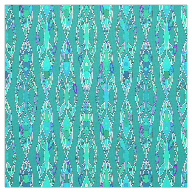 Stam- Batik - turkos och Aquamarine Tyg (Provkarta)