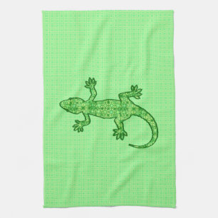 Stam- batikGecko - limefrukt och smaragden görar Kökshandduk