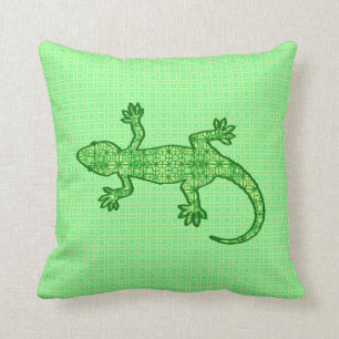 Stam- batikGecko - limefrukt och smaragden görar Kudde