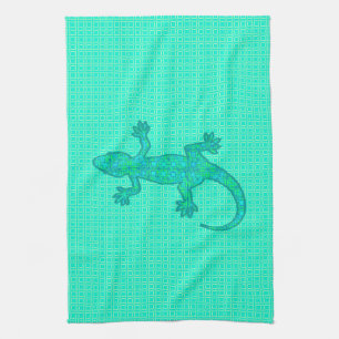Stam- batikGecko - turkos/påfågel Kökshandduk
