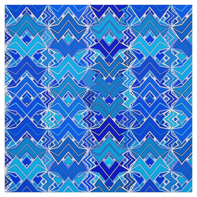 Stam- Batiktryck, kobolt och Cerulean blått Tyg (Provkarta)