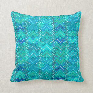 Stam- Batiktryck, turkos, Aqua och Seafoam Kudde