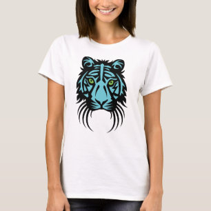 Stam- blått för tigertatueringsvart tee shirt