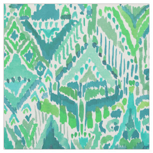STAM- Boho chic Ikat för grönt TEMPEL vattenfär Tyg