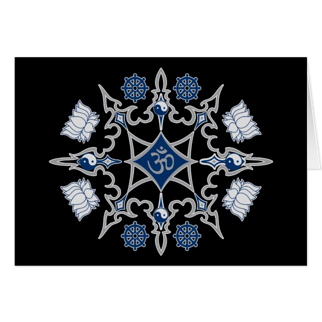Stam- buddistiska symboler hälsningskort (Framsidan Horizontal)