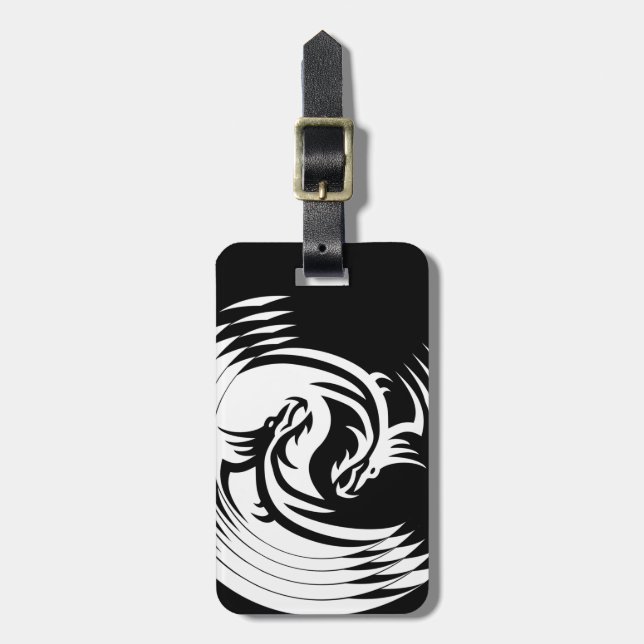 Stam- drake Yin Yang (den staplade svarten & vit) Bagagebricka (Vertikal Framsida)