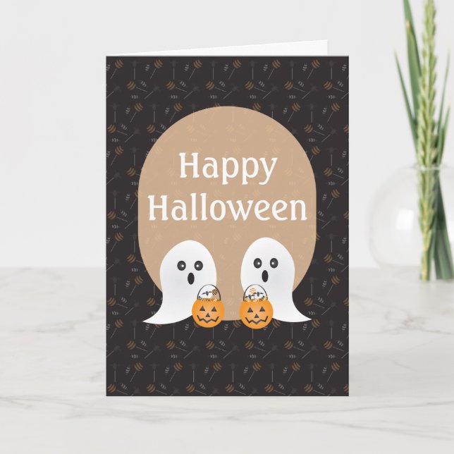 Stam eller behandling av happy halloween Spöken Helgkort (Framsida)