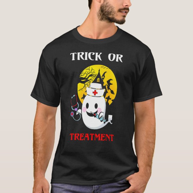 Stam eller behandling Halloween T Shirt (Framsida)