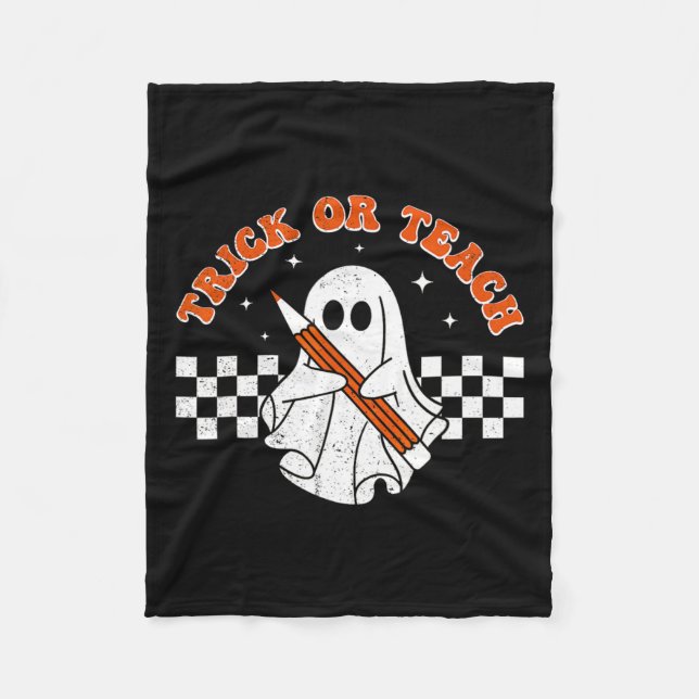 Stam- eller spjutmålslärare Halloween Retro Flor Fleecefilt (Framsidan)