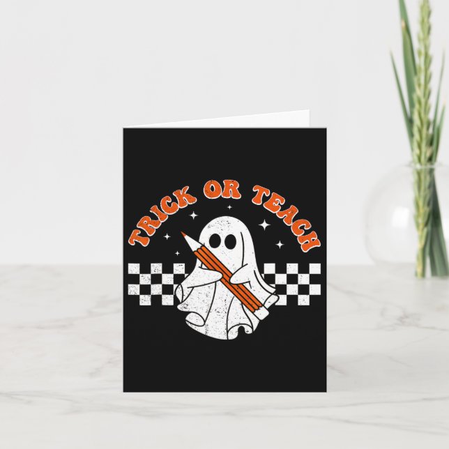 Stam- eller spjutmålslärare Halloween Retro Flor Kort (Framsida)