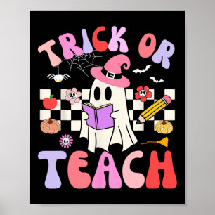 Stam- eller spjutmålslärare Halloween Retro Flor Poster