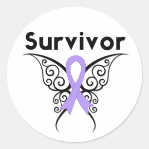 Stam- fjäril för allmän canceröverlevande runt klistermärke
