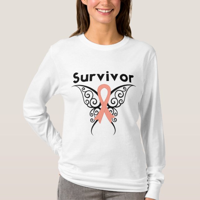 Stam- fjäril för Endometrial canceröverlevande Tee (Framsida)
