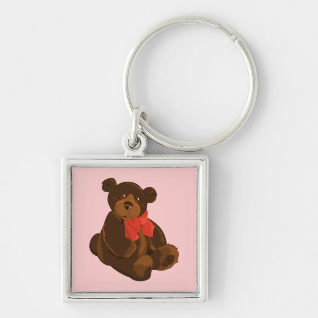 Stam för tecknad fyrkantig silverfärgad nyckelring (Framsidan)