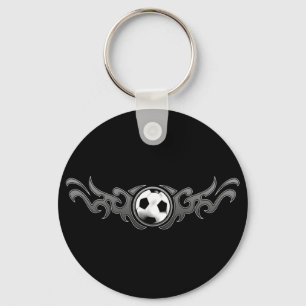 Stam- fotboll flammar grå färg Keychain Nyckelring