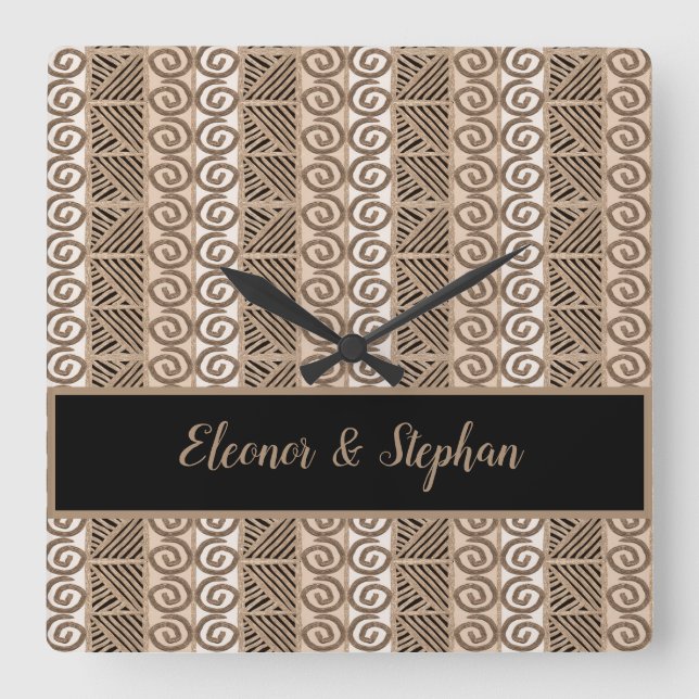 stam- hand plockademönster för etnisk afrika fyrkantig klocka (Framsida)