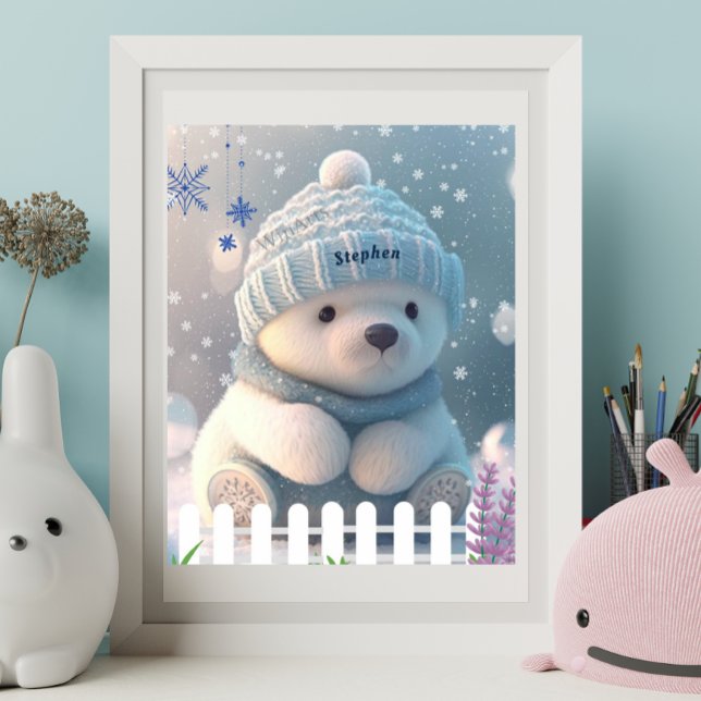 Stam i Snö Blue Hat Scarf Anpassningsbar Art i Pol Poster (Skapare uppladdad)