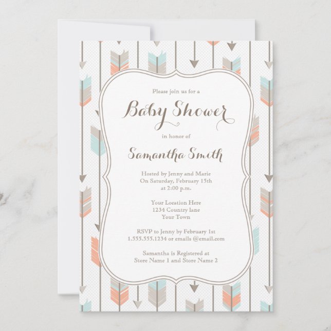 Stam- inbjudan för pilpojkebaby shower (Framsida)