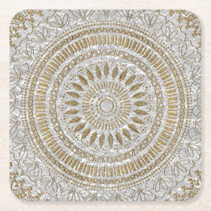 Stam- mandaladesign för elegant hand plockade underlägg papper kvadrat