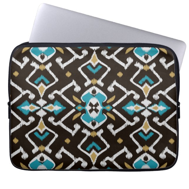 Stam- mönster för chic geometrisk svart krickaikat laptop sleeve (Framsidan)