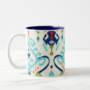 Stam- mönster för chic modern ikat för kricka Två-Tonad mugg
