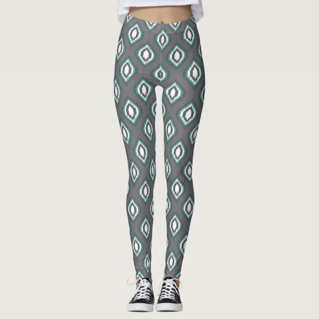 Stam- mönster för geometrisk retro ikat leggings (Framsida)