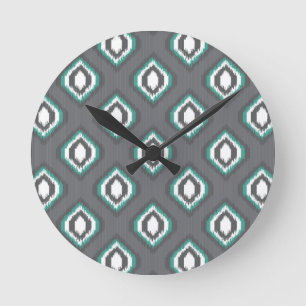 Stam- mönster för geometrisk retro ikat rund klocka