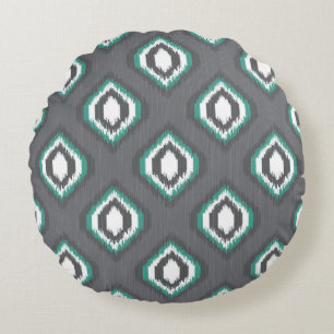 Stam- mönster för geometrisk retro ikat rund kudde