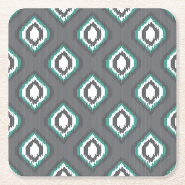 Stam- mönster för geometrisk retro ikat underlägg papper kvadrat (Framsidan)