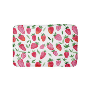 Stam- och vattenfärgsjordgubbar mönster Bath Mat Badrumsmatta
