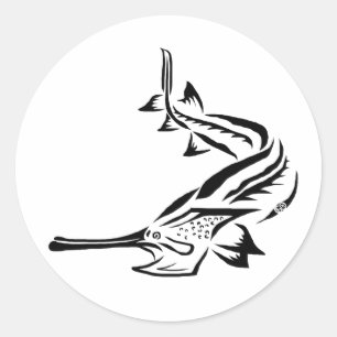 Stam- Paddlefish & talarstol Runt Klistermärke