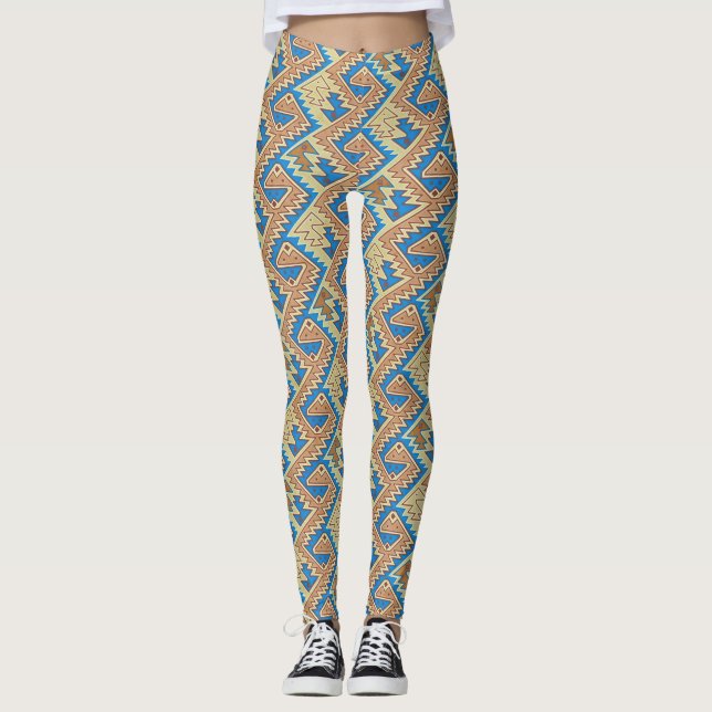 Stam- Peru geometriskt peruanskt nätt mönster Leggings (Framsida)