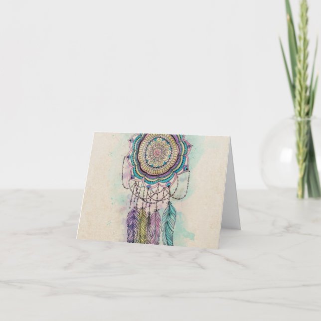 stam- räcka målar dreamcatchermandaladesign kort (Framsida)