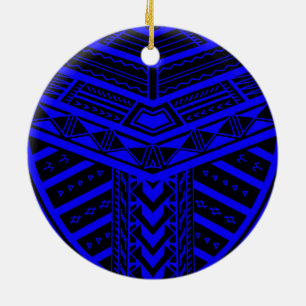 Stam- samoansk tatueringdesign i symmetri julgransprydnad keramik
