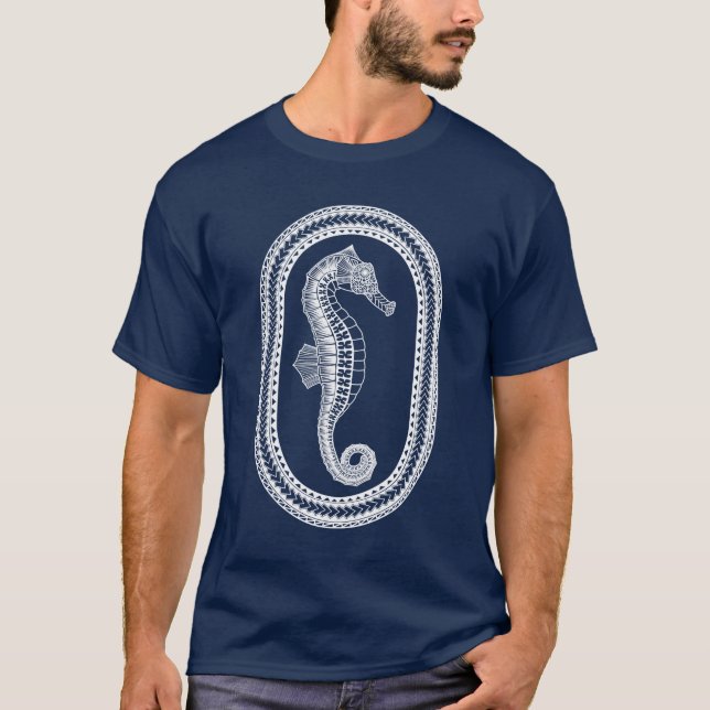 Stam- Seahorse för vit T Shirt (Framsida)