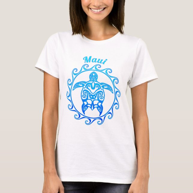Stam- sköldpadda Maui för havblått T Shirt (Framsida)