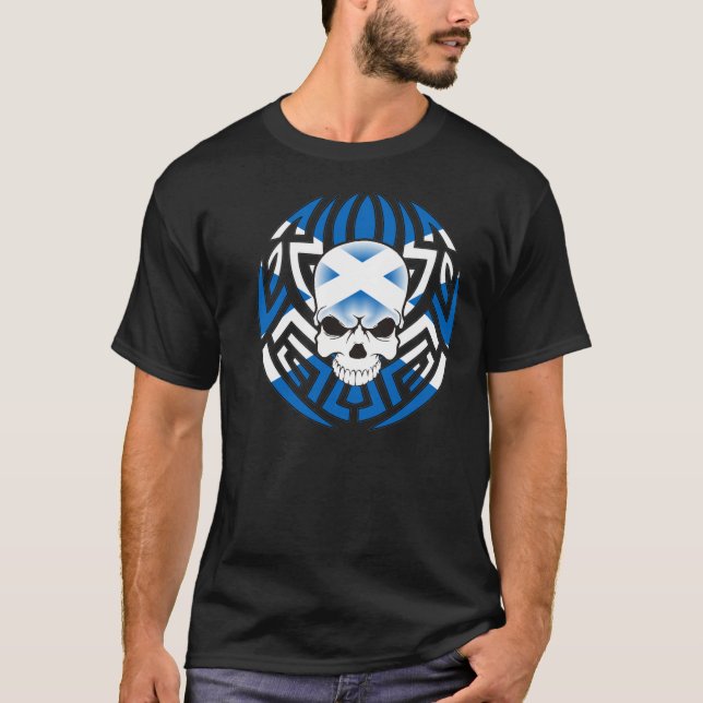 Stam- skotsk flagga/skalle tee (Framsida)