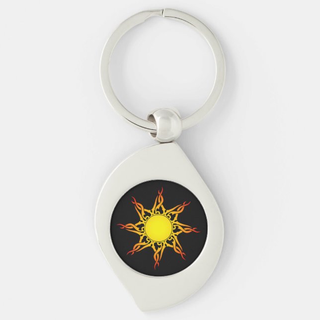 Stam- sol Keychain Swirl Silverfärgad Nyckelring (Framsidan)