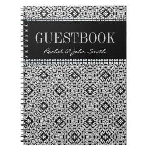 Stam- svart anteckningsbok för vitdesignGuestbook