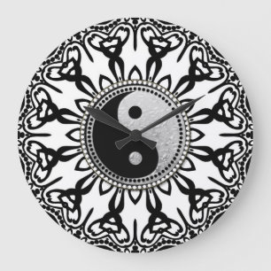 Stam- svart+Vit YinYang balanserar din Time Stor Klocka