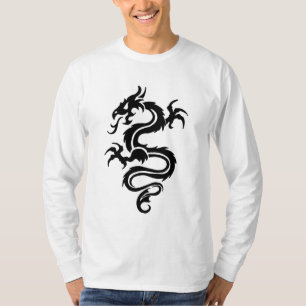 Stam- T-tröja för drakelångärmadvit T-shirt