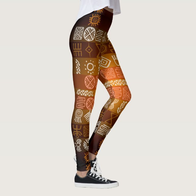 Stam- Tatoo Boho geometrisk mönsterdamasker Leggings (Höger)