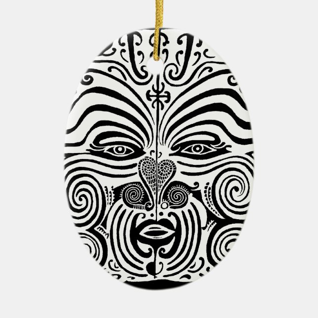 Stam- tatueringdesign - nyazeeländskt Maori Julgransprydnad Keramik (Framsidan)