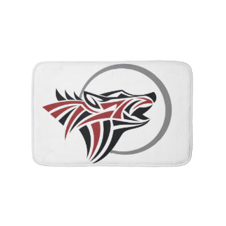 Stam- varg som tjuter den röda svart grå färgmånen badrumsmatta