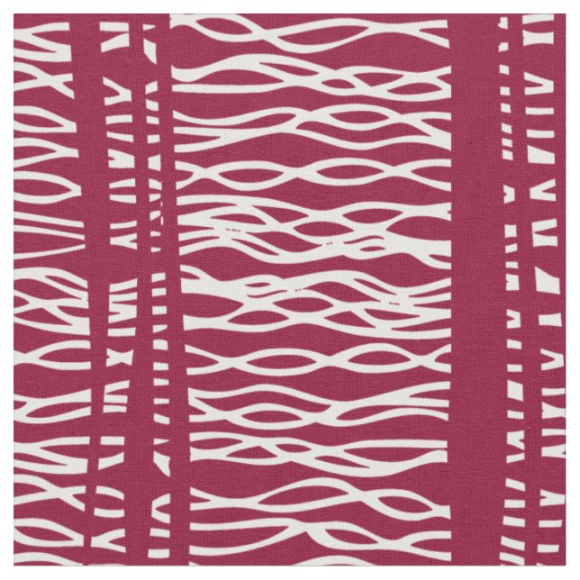 Stam- vävvit ut på röd linjemönster tyg (Närbild)