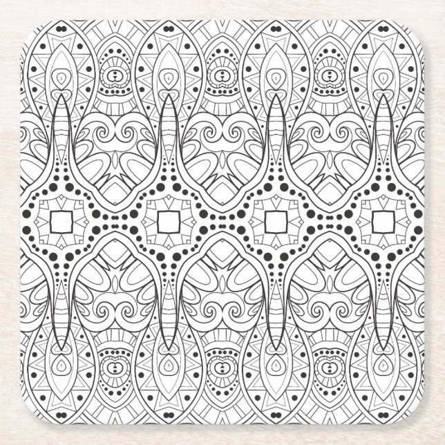 Stam- Zendoodle design Underlägg Papper Kvadrat (Framsidan)